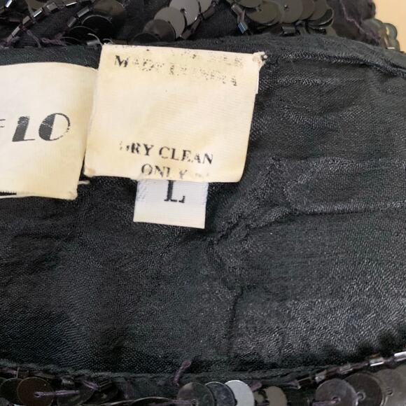 Vintage Sweet Love Black Silk Beaded Sequin Dress Sheer Sleeves L Whimsy Goth - Picture 12 of 12